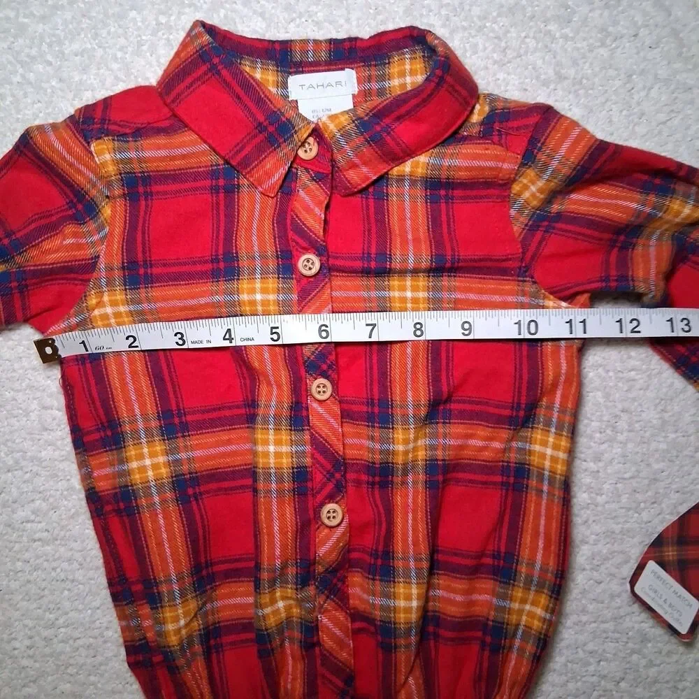 NWT Cotton Baby Red Plaid Sz Unisex 12 Months One Piece Long Sleeve Family Photo
